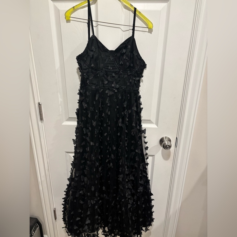 Black corset maxi butterfly dress!